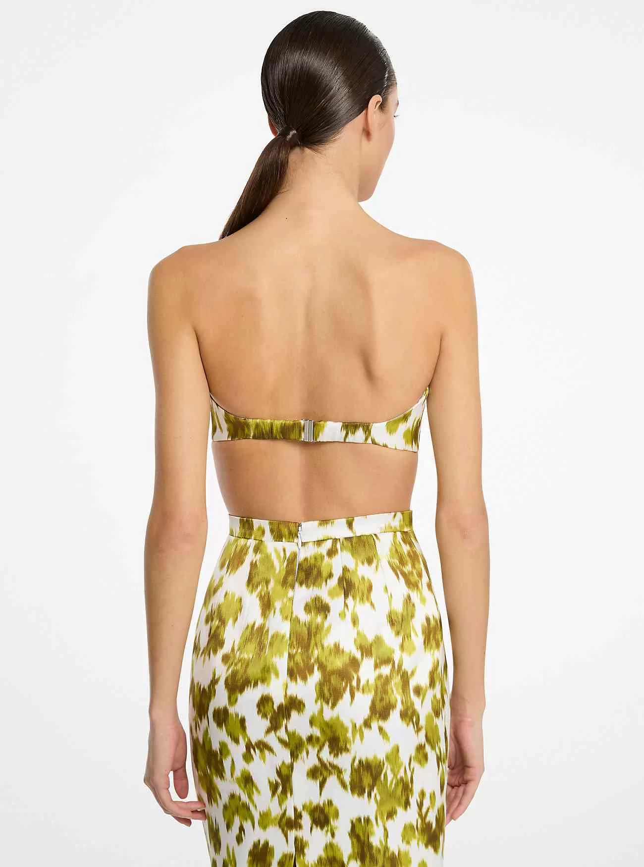 Top a fascia in duchesse di raso Chiné floreale