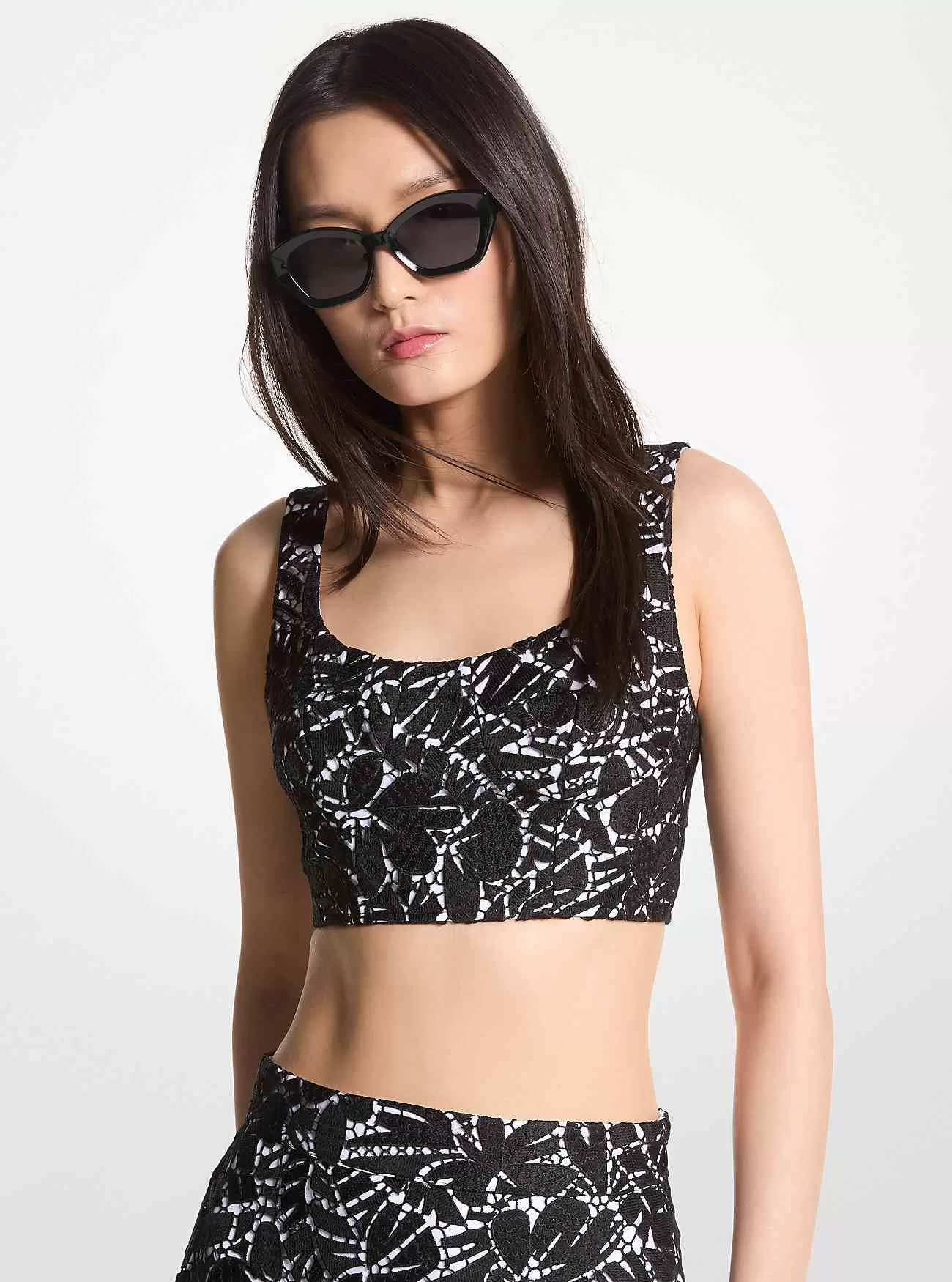 Top bralette in pizzo di palma