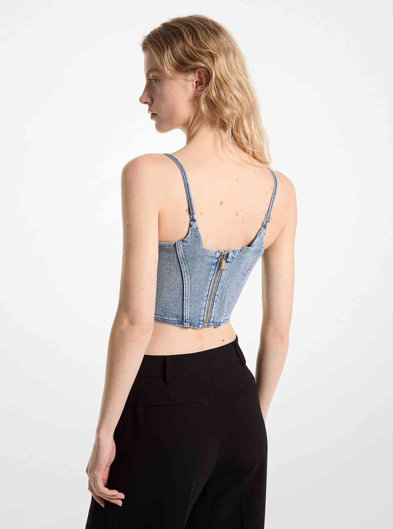 Top bustier in denim elasticizzato