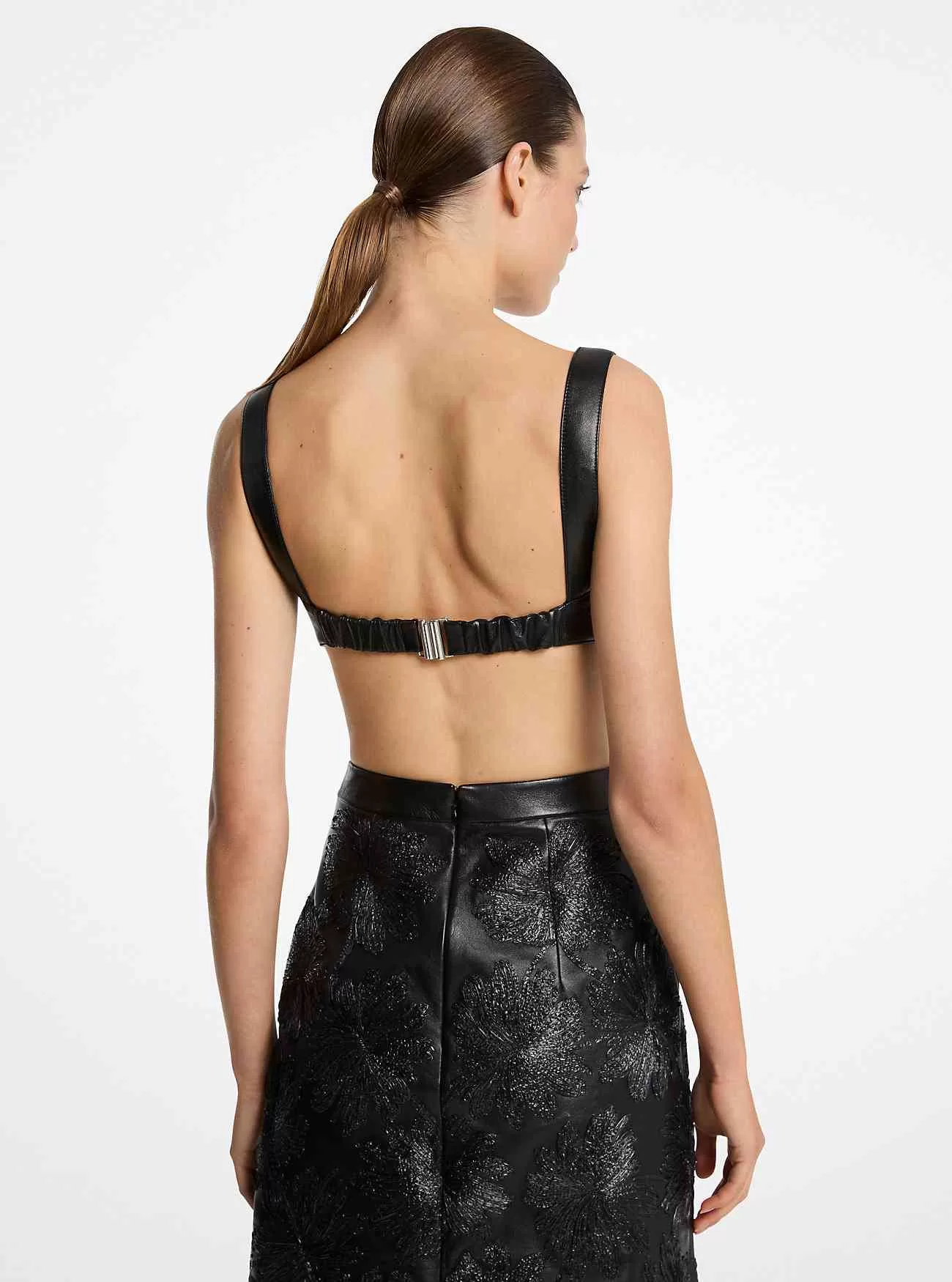 Top reggiseno in pelle Plongé