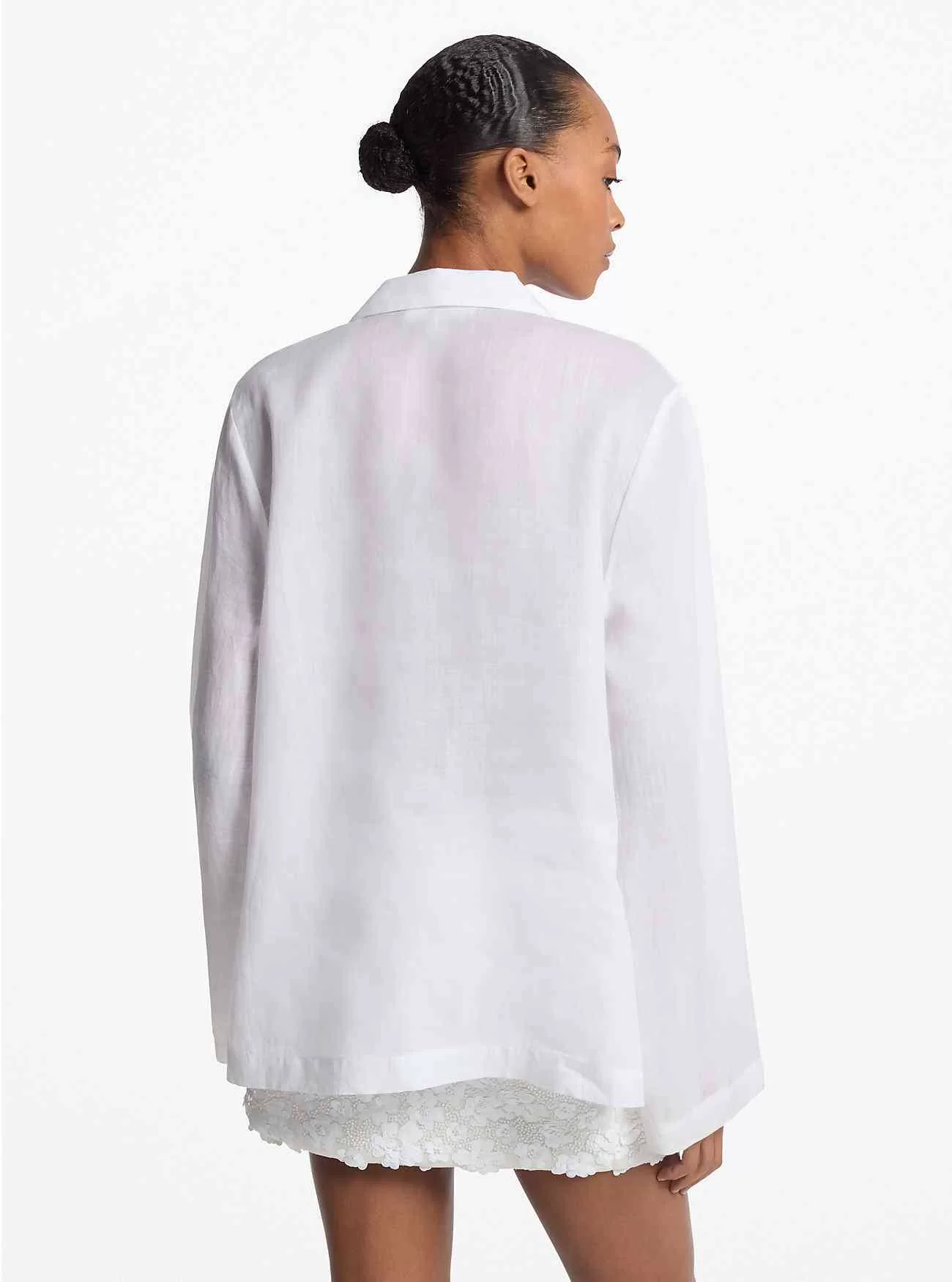 Top tunica con colletto in ramiè