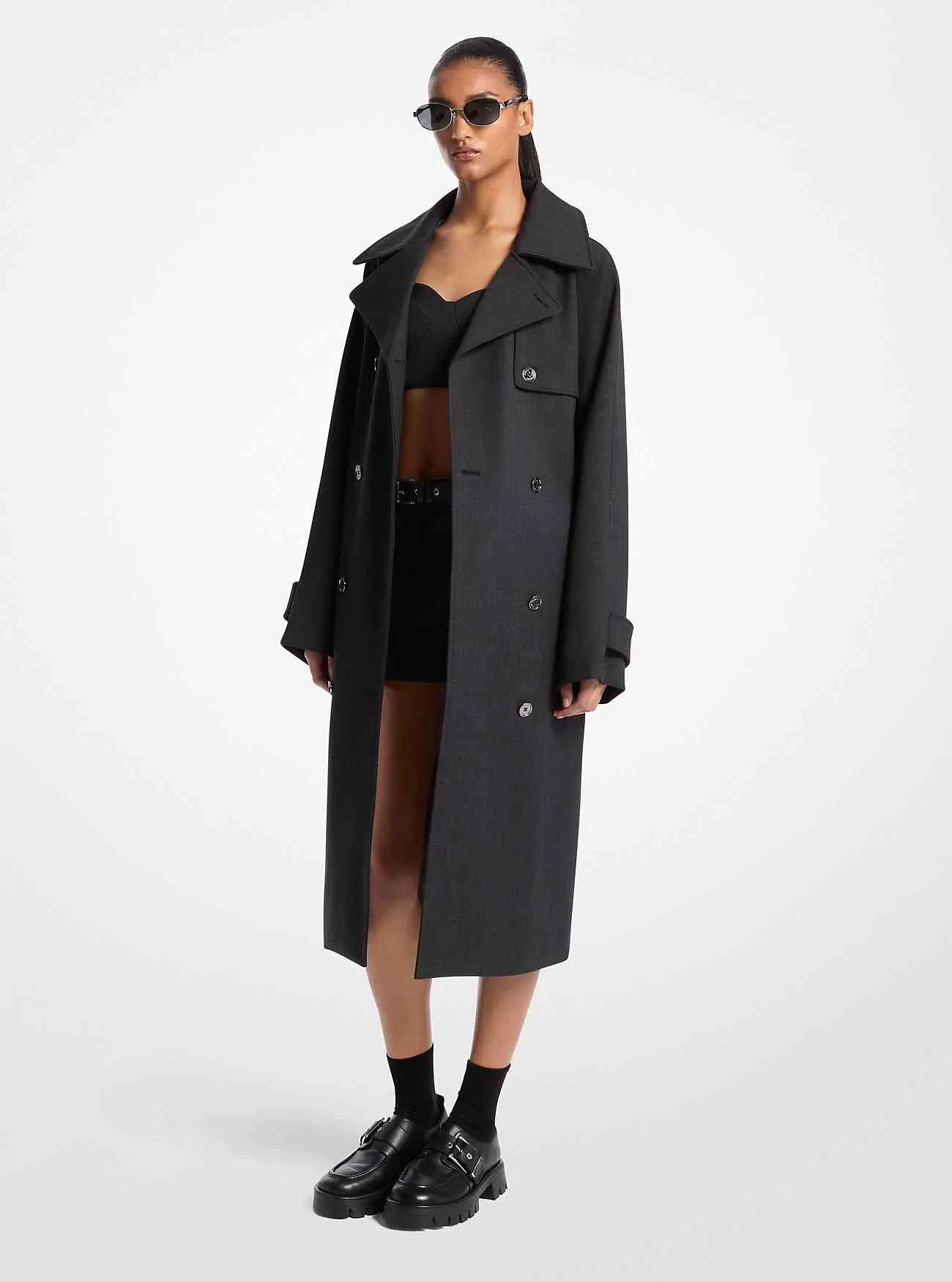 Trench in misto lana stretch