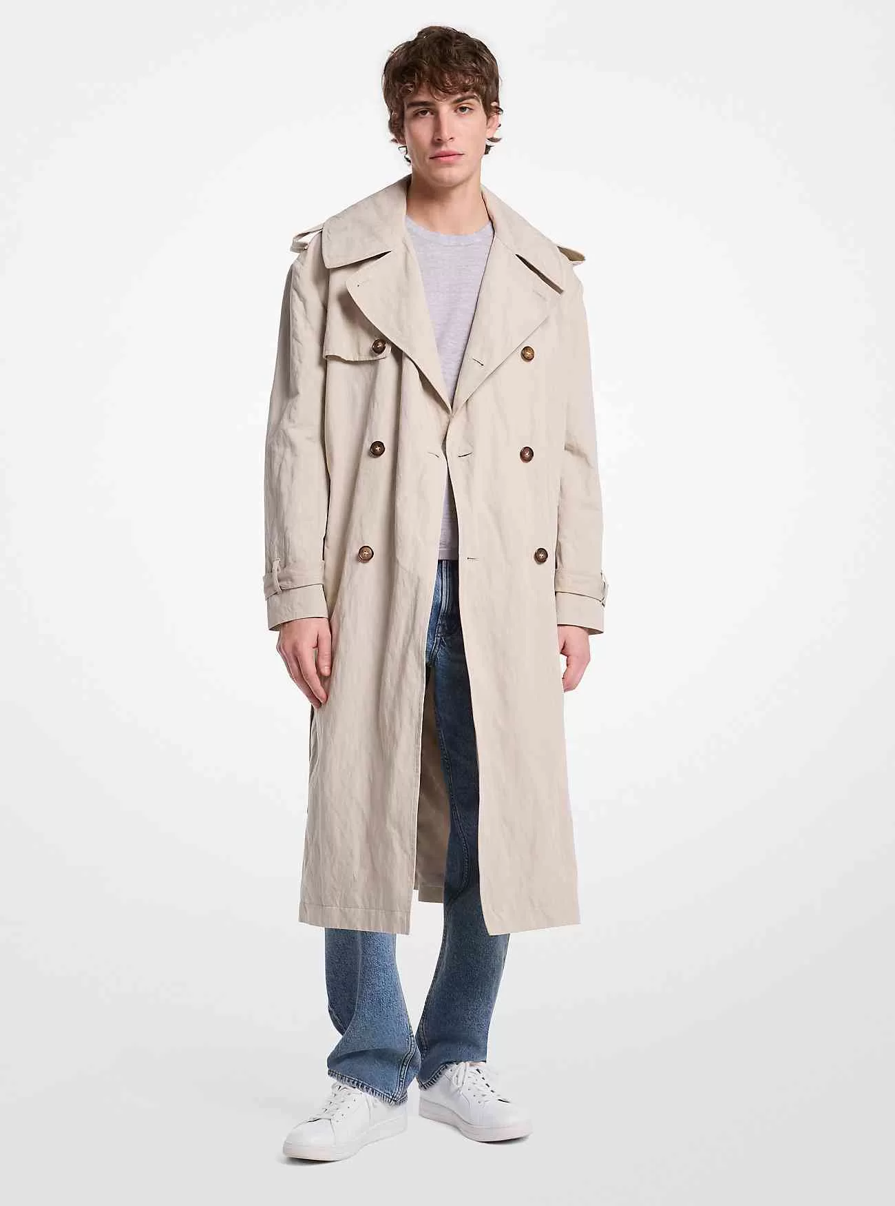 Trench oversize in misto cotone inox